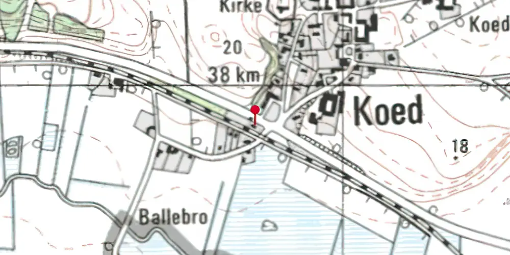 Historisk kort over Koed Trinbræt