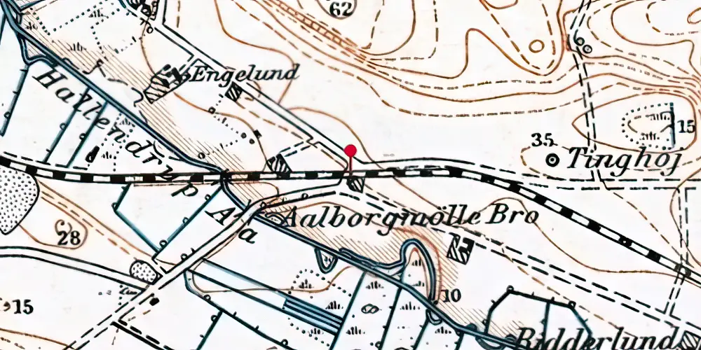 Historisk kort over Nødager Trinbræt med Sidespor