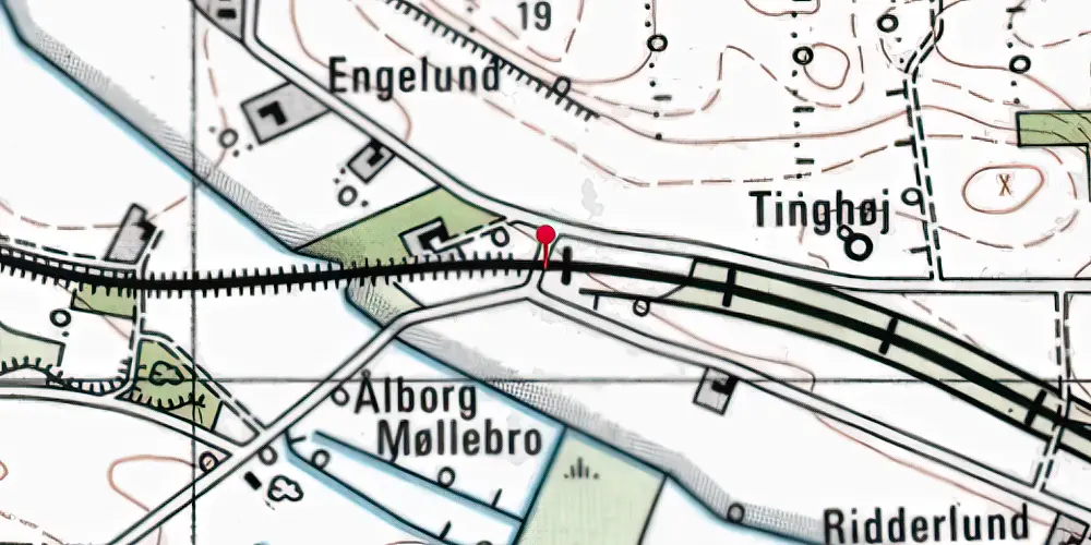 Historisk kort over Nødager Trinbræt med Sidespor