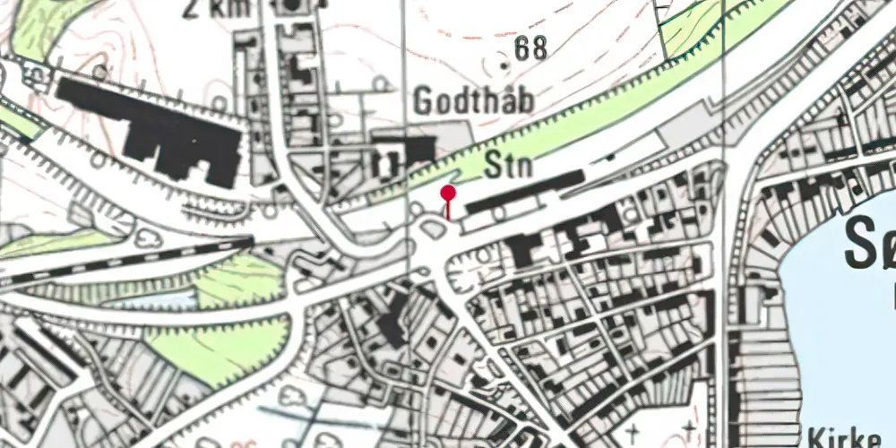 Historisk kort over Skanderborg Station [1868-1983]