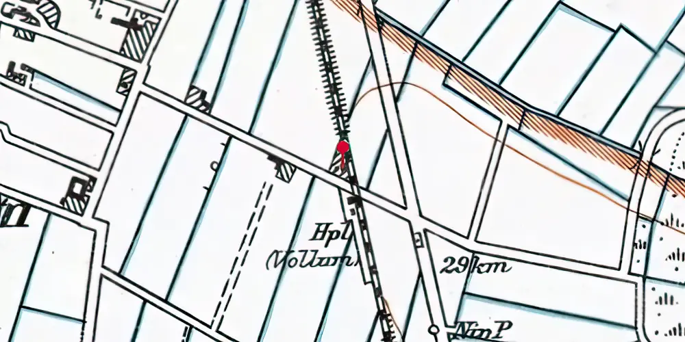 Historisk kort over Vollum Billetsalgssted [1900-1957]