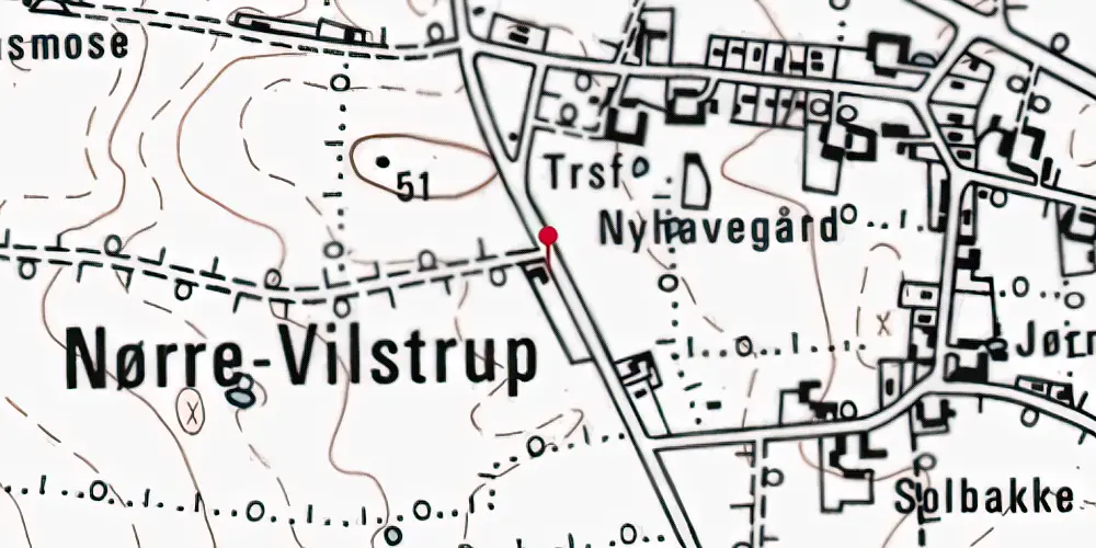 Historisk kort over Nørre Vilstrup Station