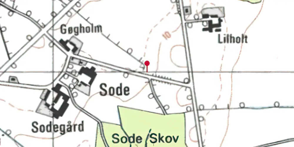 Historisk kort over Sode Holdeplads
