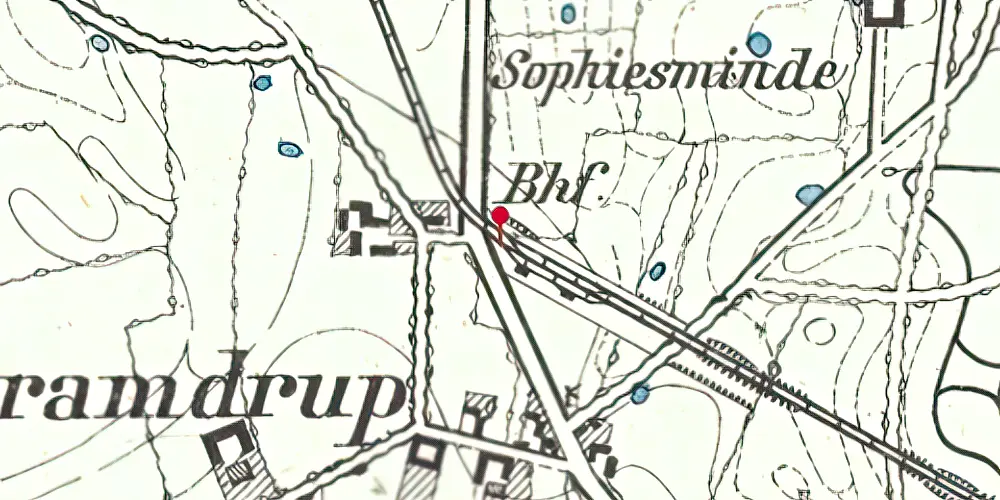 Historisk kort over Sønder Bramdrup Station