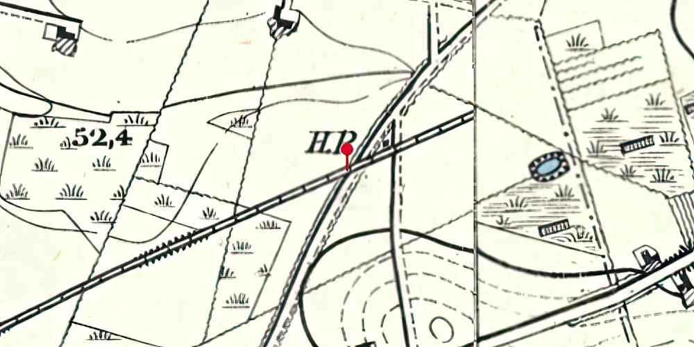Historisk kort over Østergårde Holdeplads med sidespor Historisk kort over Østergårde Holdeplads med sidespor