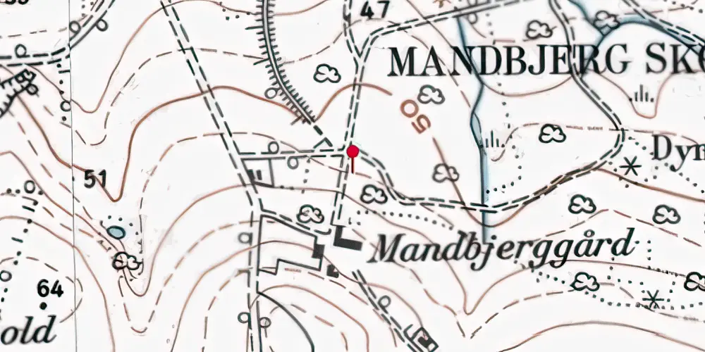 Historisk kort over Mandbjerg Holdeplads med sidespor