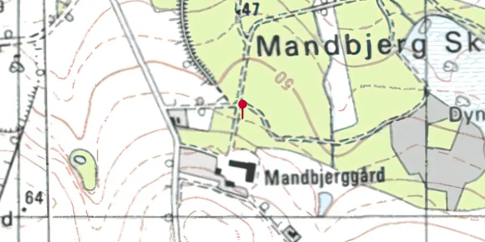 Historisk kort over Mandbjerg Holdeplads med sidespor