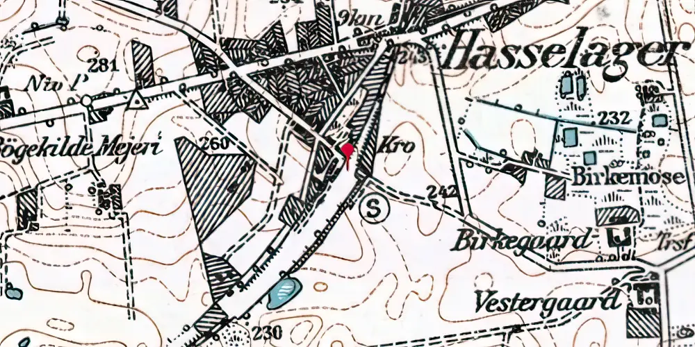 Historisk kort over Hasselager Trinbræt