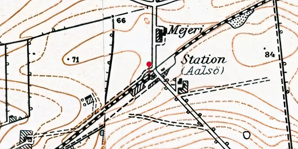 Historisk kort over Ålsø Trinbræt