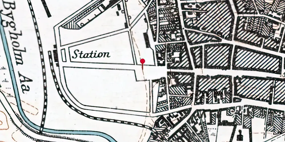 Historisk kort over Horsens Privatbanestation