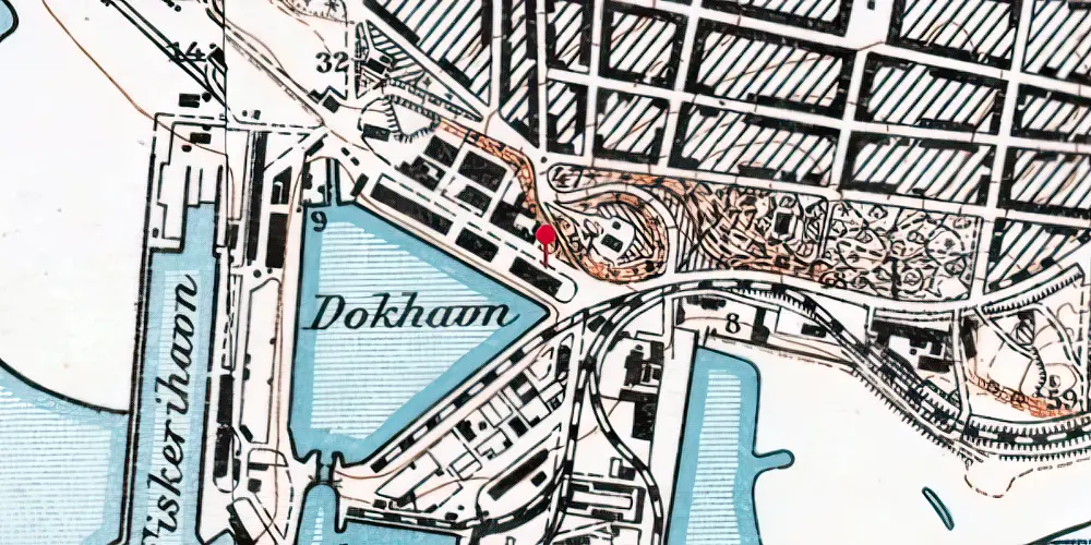 Historisk kort over Esbjerg Havn Teknisk Station
