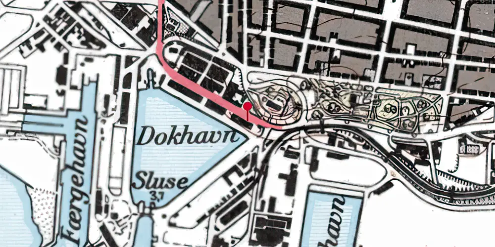 Historisk kort over Esbjerg Havn Teknisk Station