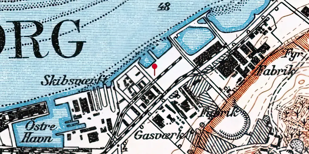 Historisk kort over Aalborg Havn Teknisk Station Historisk kort over Aalborg Havn Teknisk Station