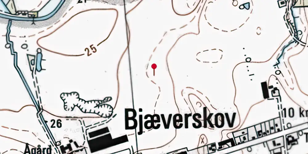 Historisk kort over Bjæverskov Teknisk Station