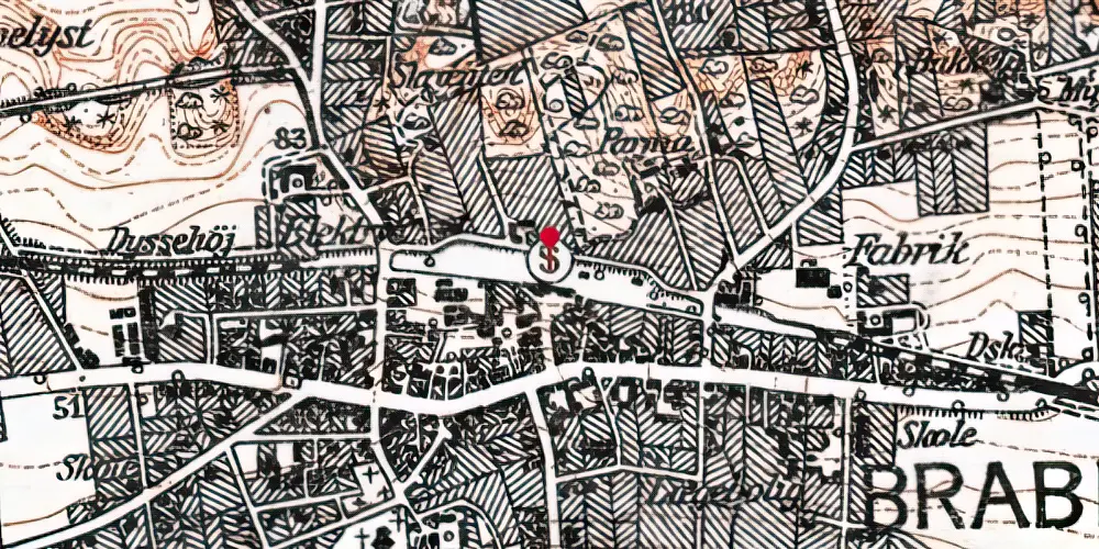 Historisk kort over Brabrand Teknisk Station Historisk kort over Brabrand Teknisk Station
