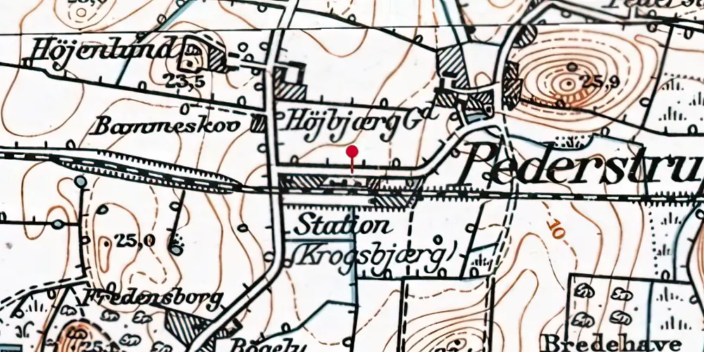 Historisk kort over Krogsbjerg Station