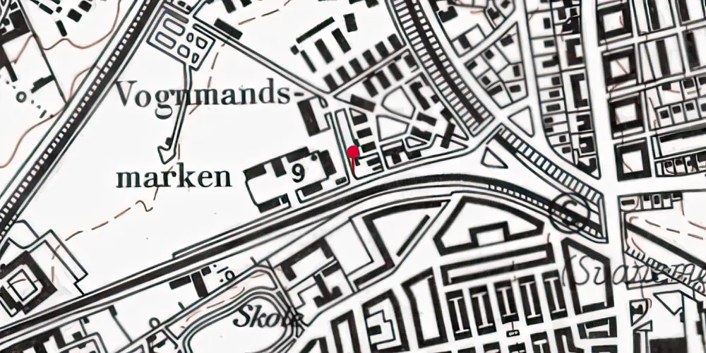 Historisk kort over Svanemøllen Teknisk Station
