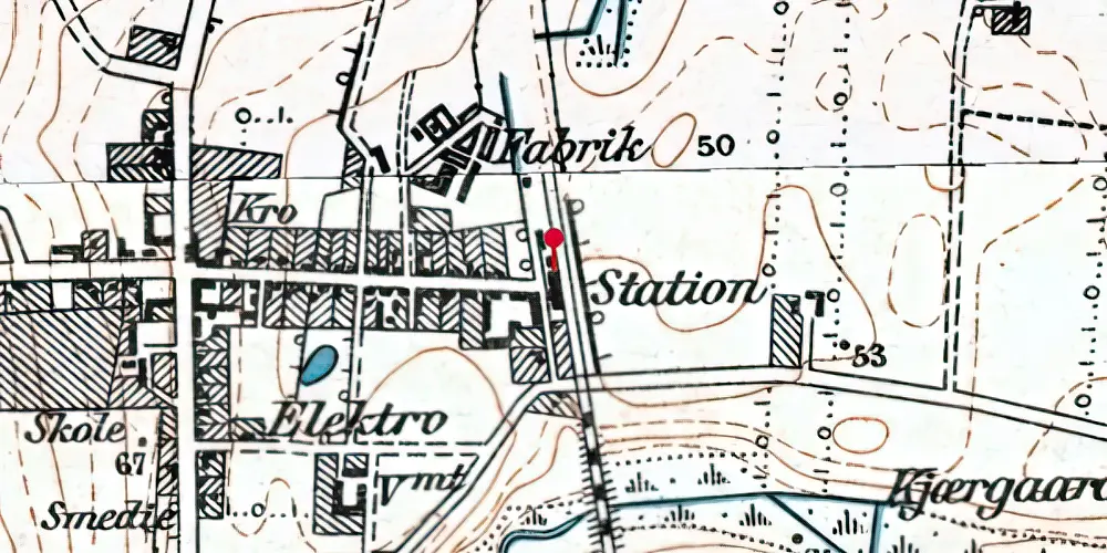 Historisk kort over Støvring Trinbræt