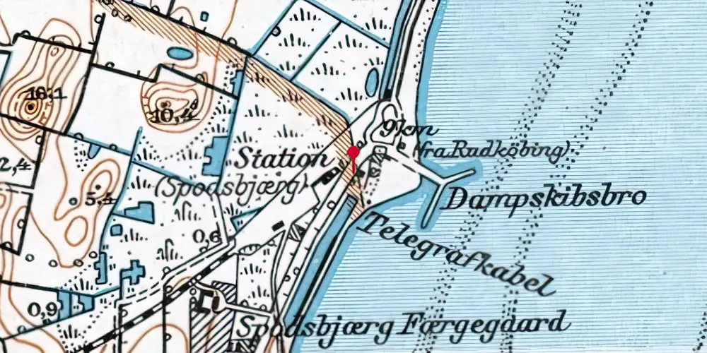 Historisk kort over Spodsbjerg Station Historisk kort over Spodsbjerg Station