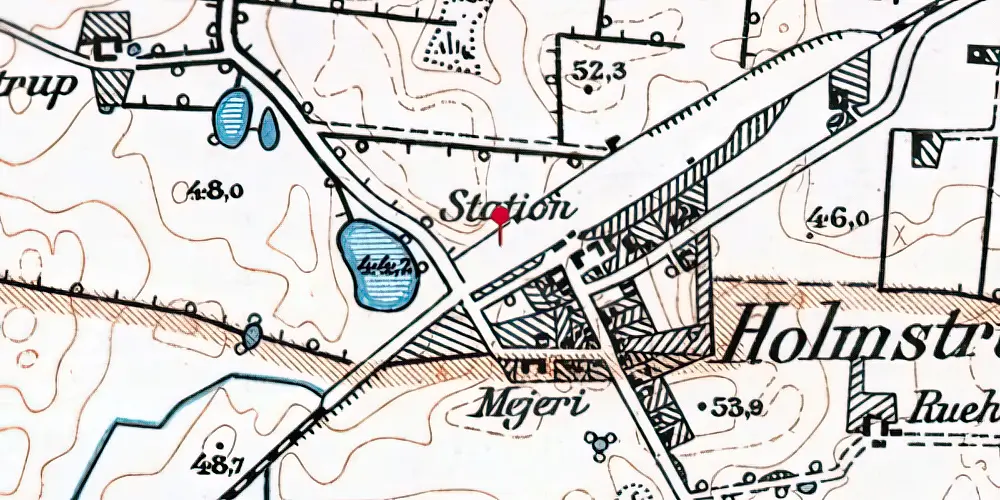 Historisk kort over Holmstrup Trinbræt