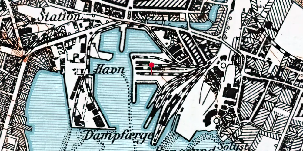 Historisk kort over Nyborg Station [1871-1891]