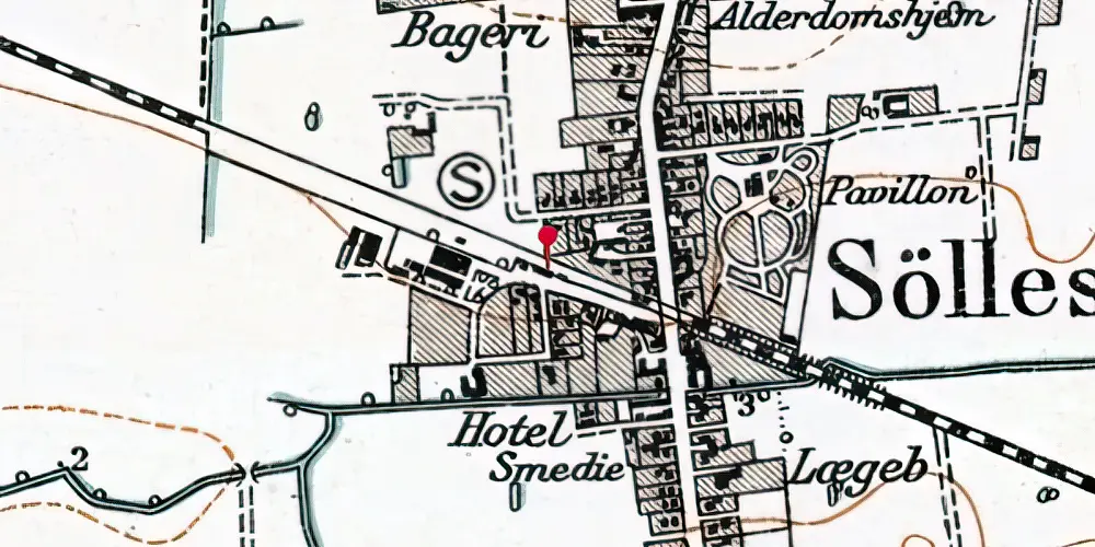 Historisk kort over Søllested Station [1874-2001]