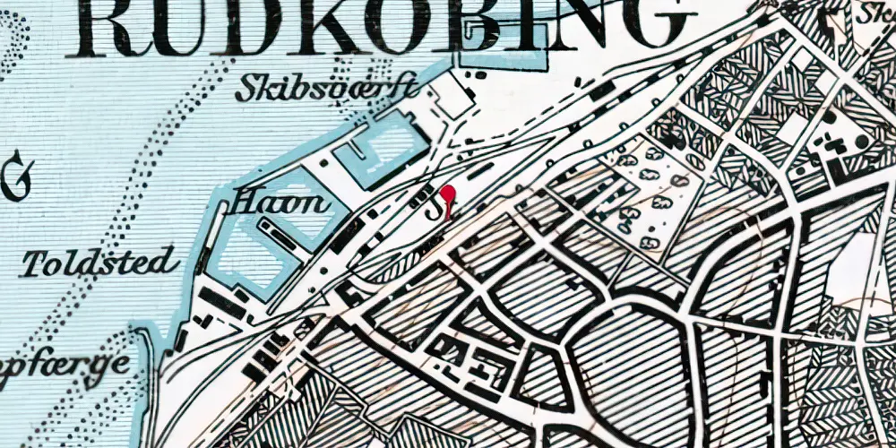 Historisk kort over Rudkøbing Station Historisk kort over Rudkøbing Station
