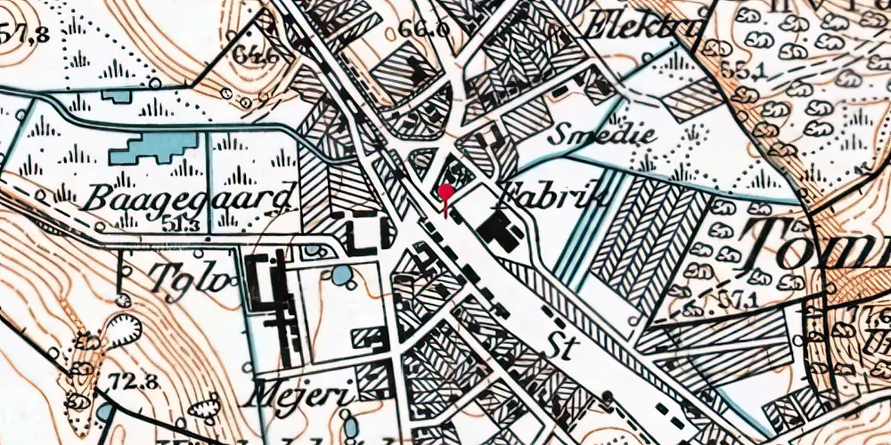 Historisk kort over Tommerup Station [1865-1883]