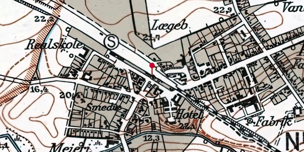 Historisk kort over Nørre Aaby Holdeplads [1865-1910]