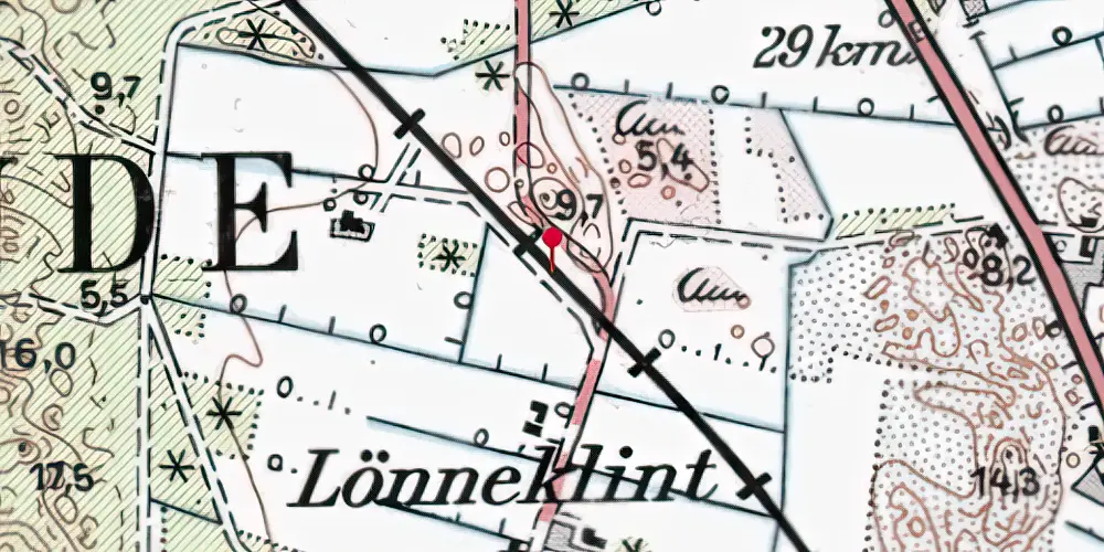 Historisk kort over Kragelund Trinbræt med Sidespor