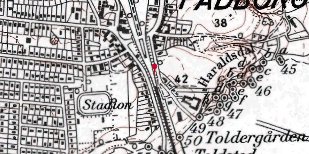 Historisk kort over Padborg Station [1864-1900]