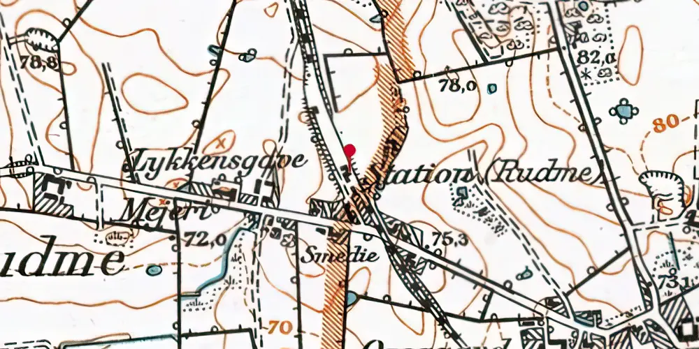 Historisk kort over Rudme Station [1876-2002]