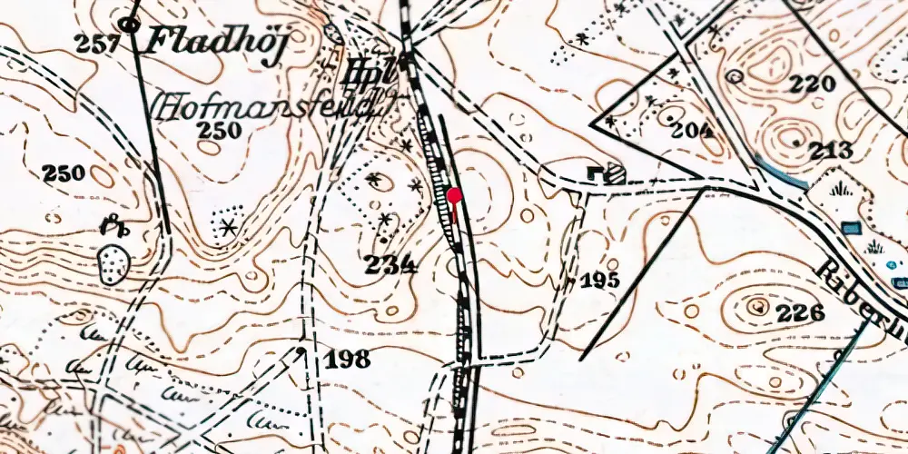 Historisk kort over Hofmansfeld Sidespor