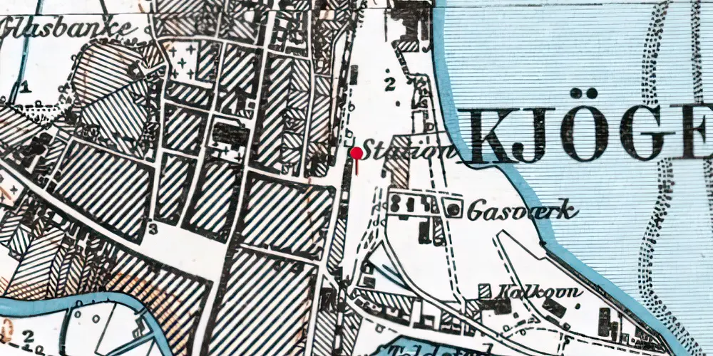 Historisk kort over Køge Station [1870-1983]