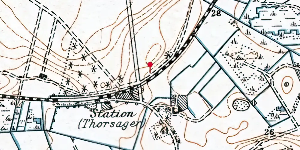 Historisk kort over Thorsager Letbanestation Historisk kort over Thorsager Letbanestation