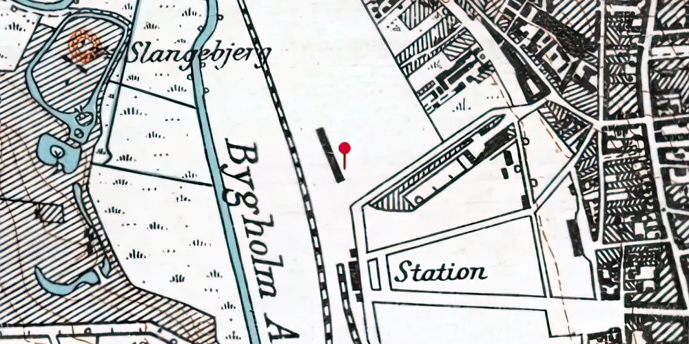 Historisk kort over Horsens Godsbanegård