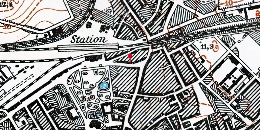 Historisk kort over Odense Banegård Letbanestation