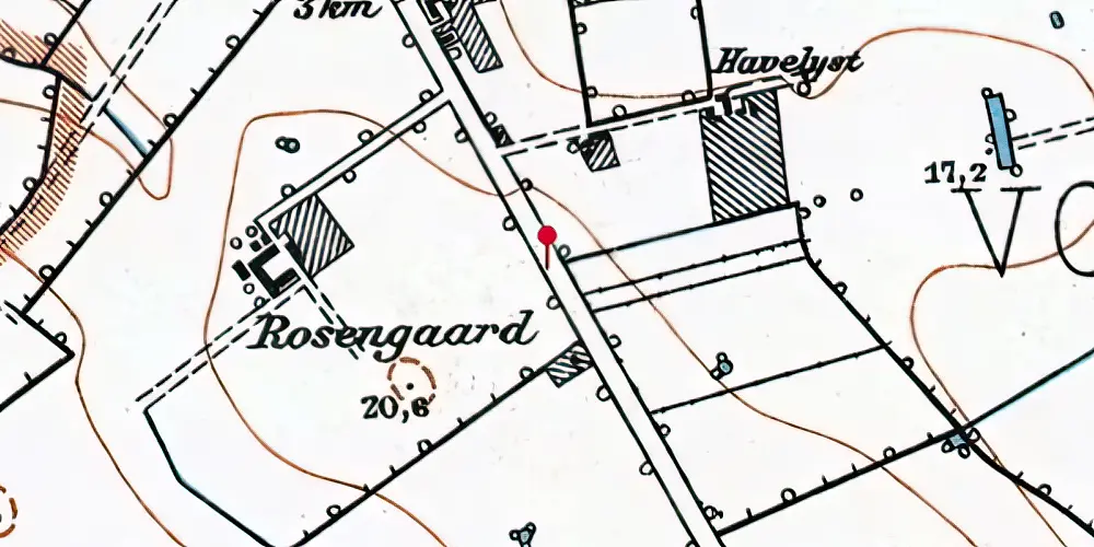 Historisk kort over Rosengårdcentret Letbanestation