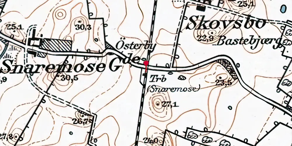 Historisk kort over Snaremose Trinbræt Historisk kort over Snaremose Trinbræt