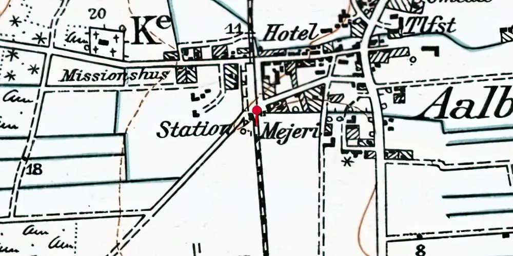 Historisk kort over Ålbæk Station [1890-1934]
