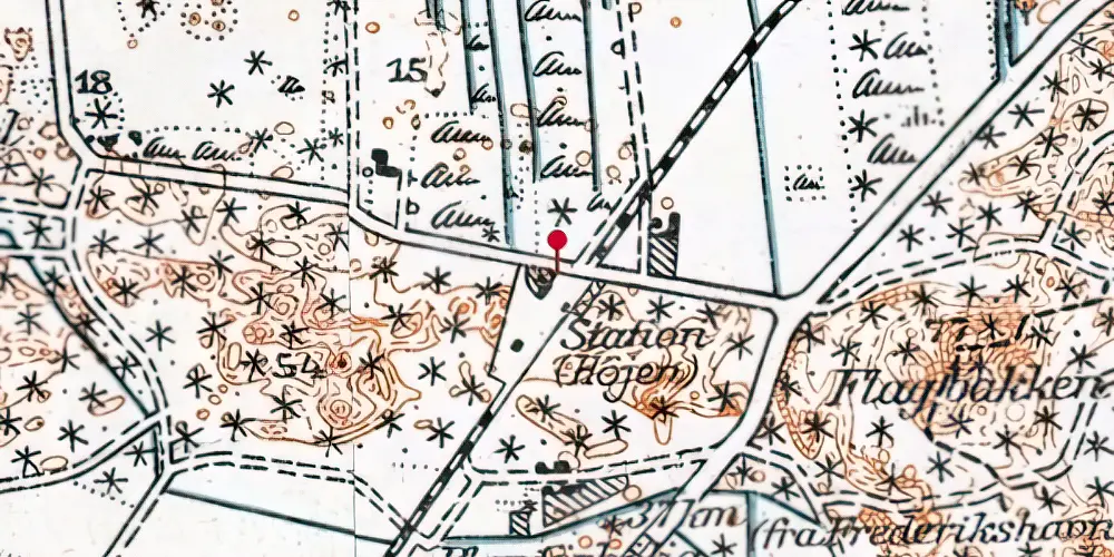 Historisk kort over Højen Trinbræt Historisk kort over Højen Trinbræt