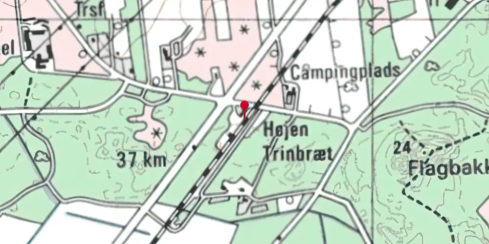 Historisk kort over Højen Trinbræt Historisk kort over Højen Trinbræt