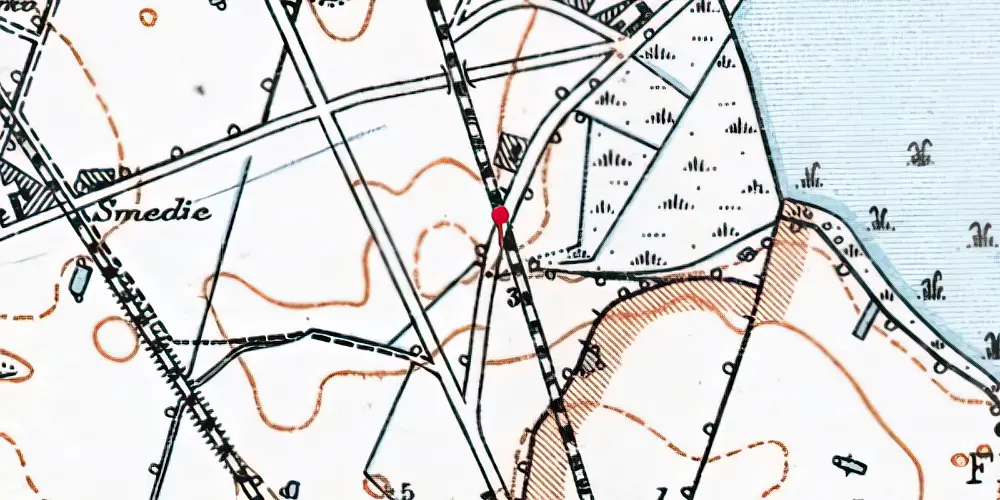 Historisk kort over Orehoved (midlertidig) Trinbræt