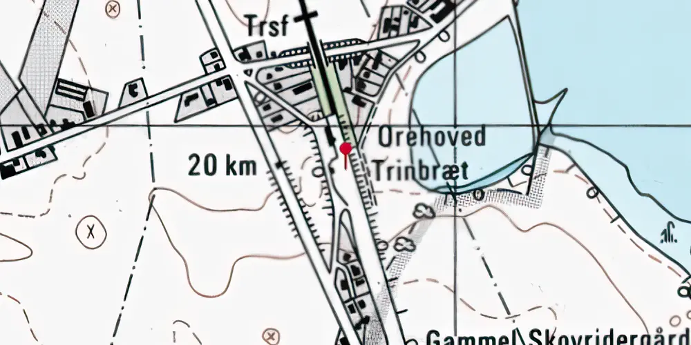 Historisk kort over Orehoved (midlertidig) Trinbræt