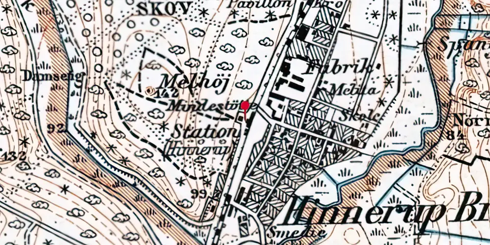 Historisk kort over Hinnerup Station [1862-1911]