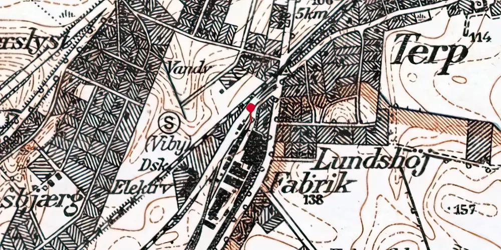 Historisk kort over Viby Jylland Station [1884-1956]