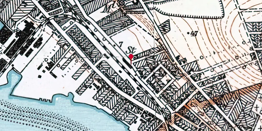 Historisk kort over Nørresundby Station [1871-1907]