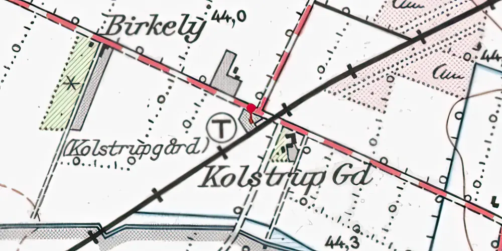 Historisk kort over Kolstrupgaard Trinbræt