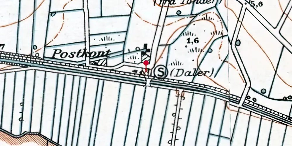 Historisk kort over Dahler-Østerby Station [1892-1925]