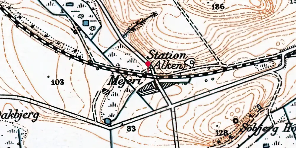 Historisk kort over Alken Station [1871-1903]